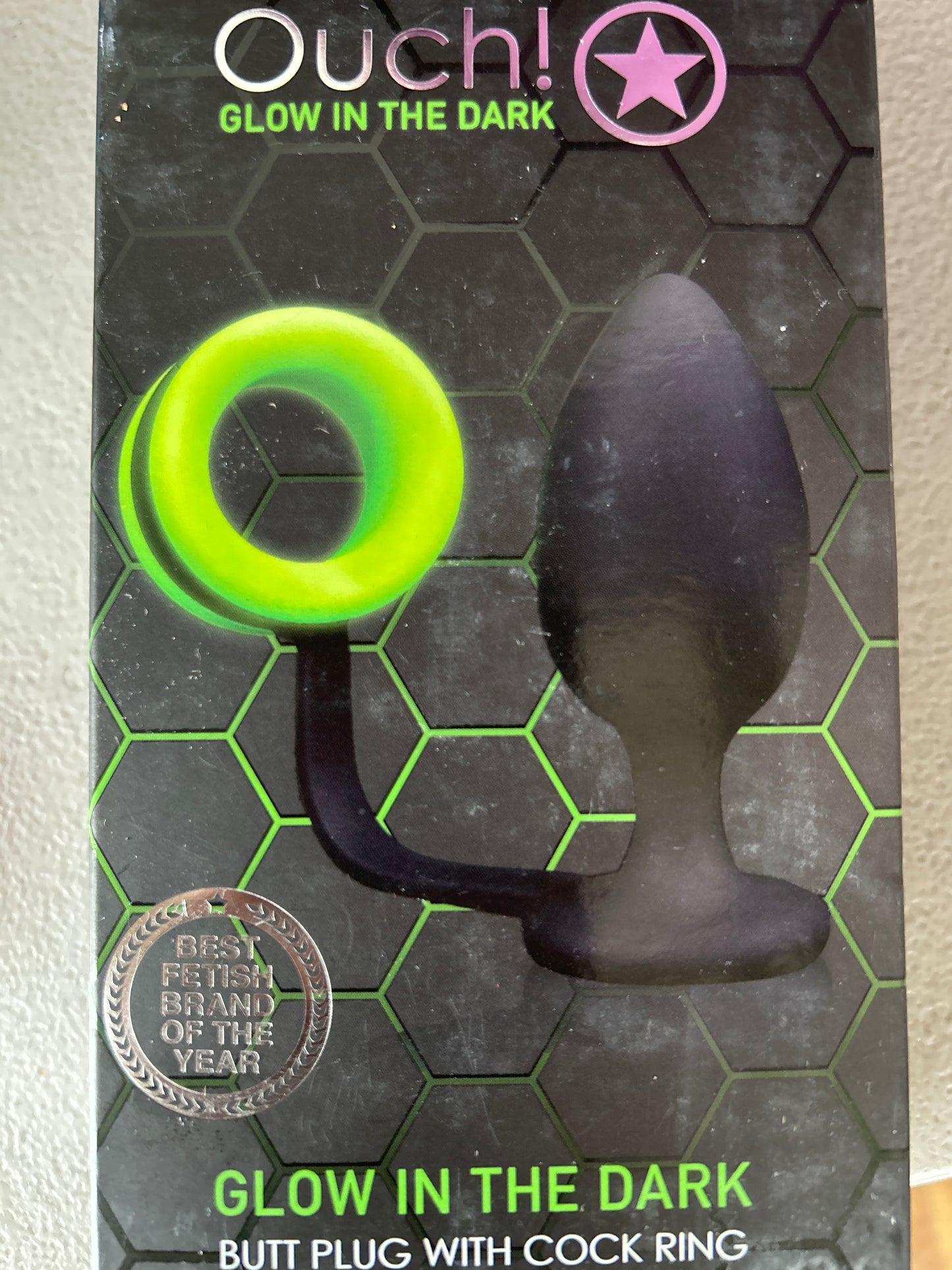 Glow in the dark anal butt plug with cock ring